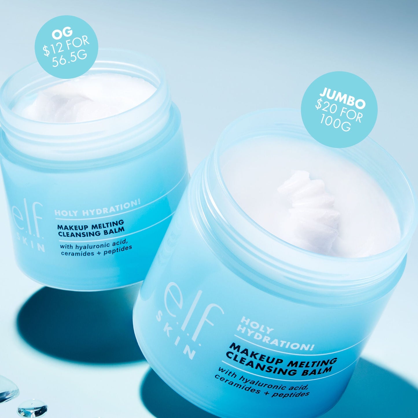 e.l.f. Makeup Melting Cleansing Balm comes in two sizes, 56.5g and 100g. 