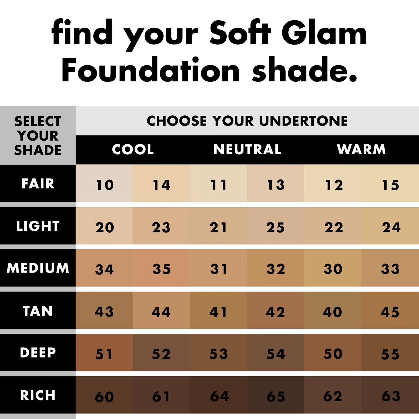 Choose Your Soft Glam Foundation  Shade by Undertone and Skin Tone